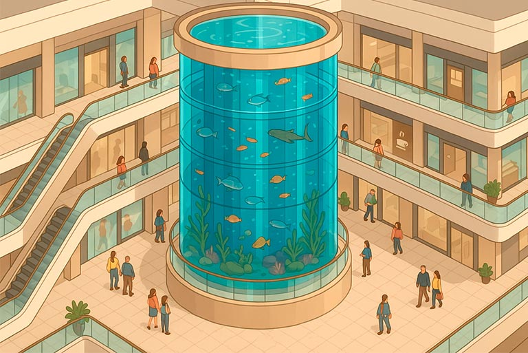 Озонатор для морского аквариума в торговом центре как часть системы жизнеобеспечения