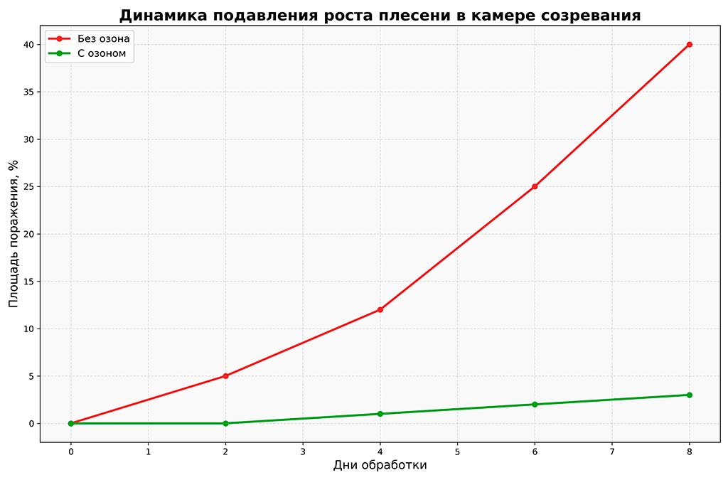 Озонирование сыров и колбас — динамика подавления роста плесени
