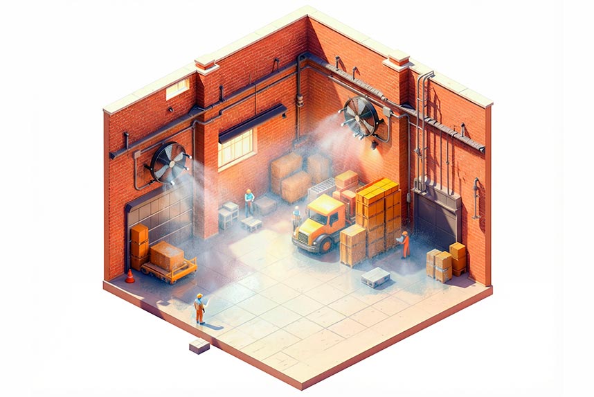 Локальное охлаждение рабочих мест адиабатическими увлажнителями