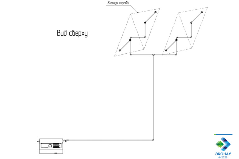 Схема подачи мелкодисперсного тумана на растения в холле бизнес-центра