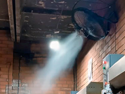 Локальное увлажнение воздуха для снижения температуры при погрузке кирпича